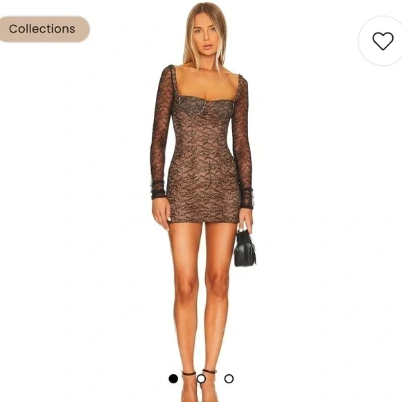 NWT LaQuan Smith Long Sleeve Dress with Scoop Back in Black
